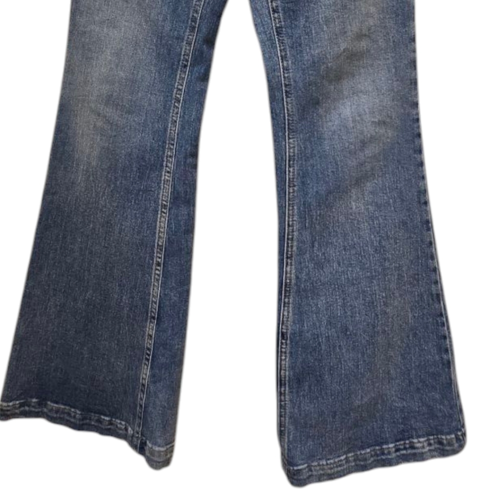 Garage Denim High Waisted Flared Leg Blue Jeans - Picture 4 of 5